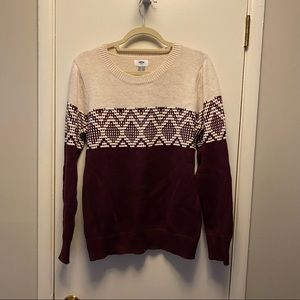 NWOT Old Navy Maroon and Cream Sweater